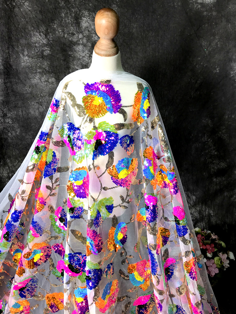 Colorful Crystal Sequins Flowe - огляд і ціна Crystal Mesh Fabric