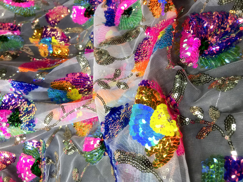 Colorful Crystal Sequins Flowe - огляд і ціна Crystal Mesh Fabric