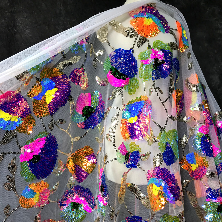 Colorful Crystal Sequins Flowe - огляд і ціна Crystal Mesh Fabric
