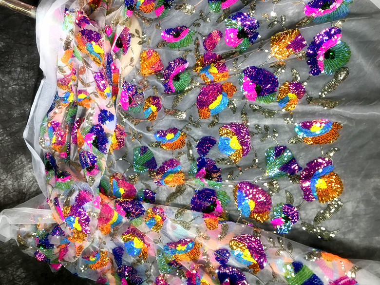 Colorful Crystal Sequins Flowe - огляд і ціна Crystal Mesh Fabric