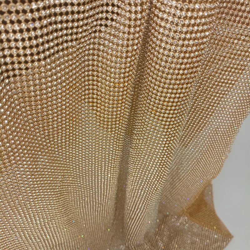 45x120cm Sparkly Gold Base Rhi - огляд і ціна Crystal Mesh Fabric