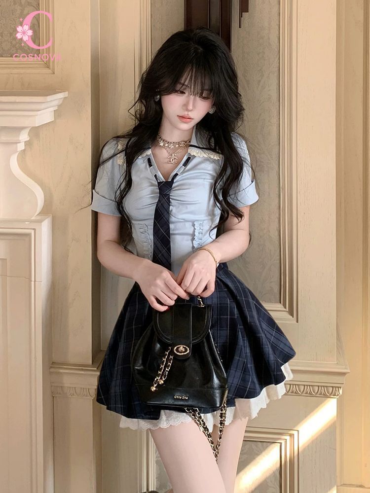 Summer New Preppy Y2K 2 Piece  - огляд і ціна Elastic Lace Trim