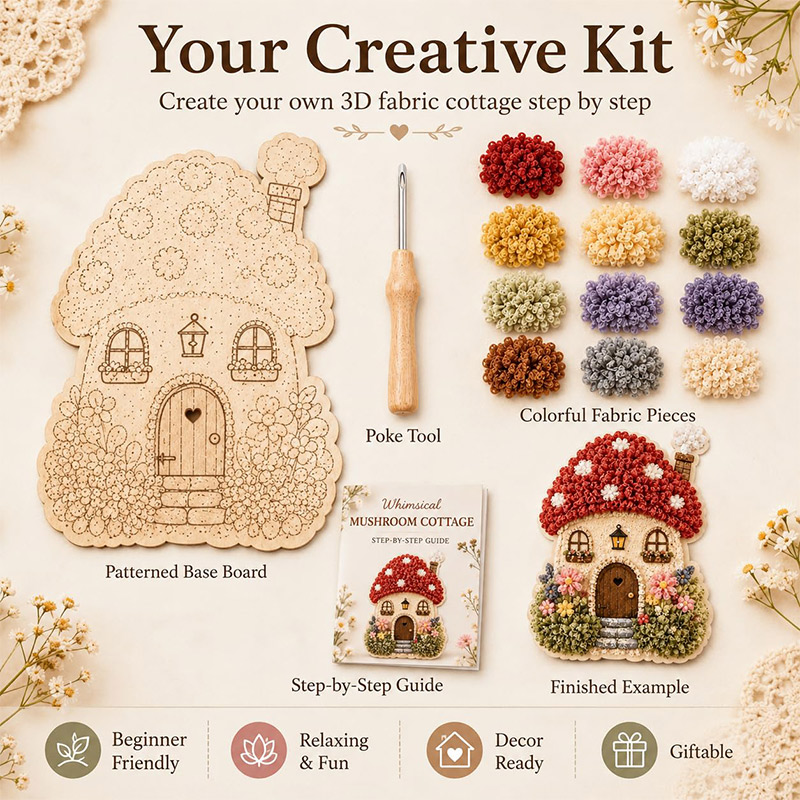 3D Mushroom House Poke Art DIY - огляд і ціна Embroidery Craft