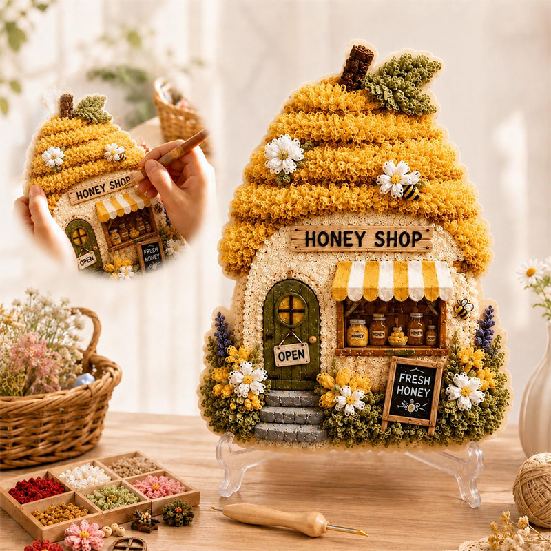 3D Mushroom House Poke Art DIY - огляд і ціна Embroidery Craft