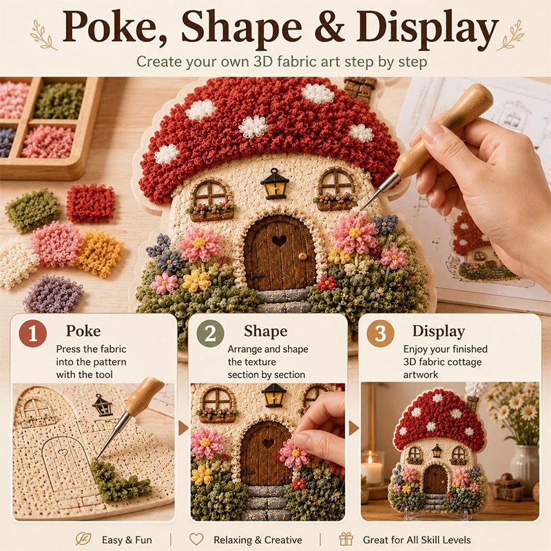 3D Mushroom House Poke Art DIY - огляд і ціна Embroidery Craft