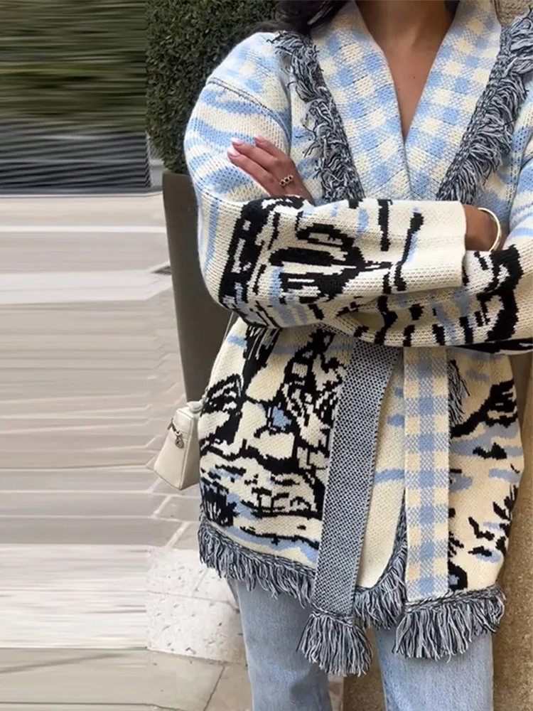Print Knit Tassel Cardigan Wom - огляд і ціна Tassel Fringe Trim