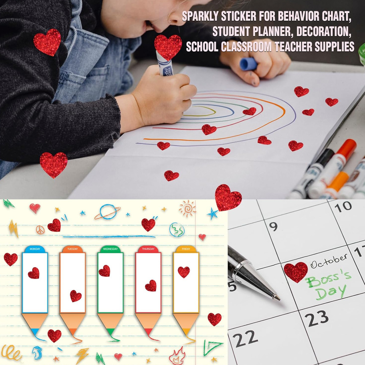 600 Pcs Red Heart Stickers, Sm - огляд і ціна Glitter Vinyl Roll